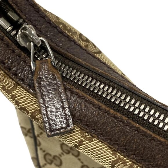 Auth GUCCI GG 122790 Beige Dark Brown Jacquard Leather Shoulder Bag - Picture 11 of 16